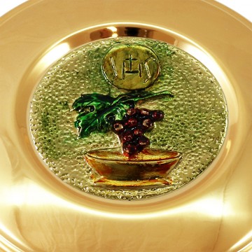 Host Pyx Plaque JHS and Grapes