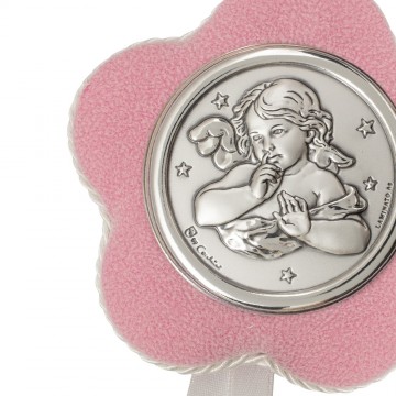 Pink Crib Medal with Angel...