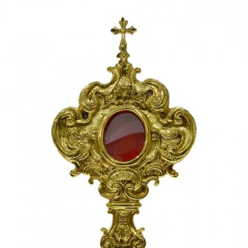 Brass reliquary with oval...