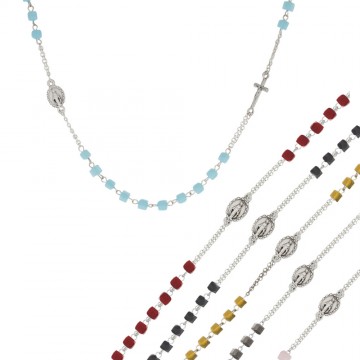 Rosary Necklace with Crystals