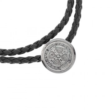 Leather Necklace with Medal...