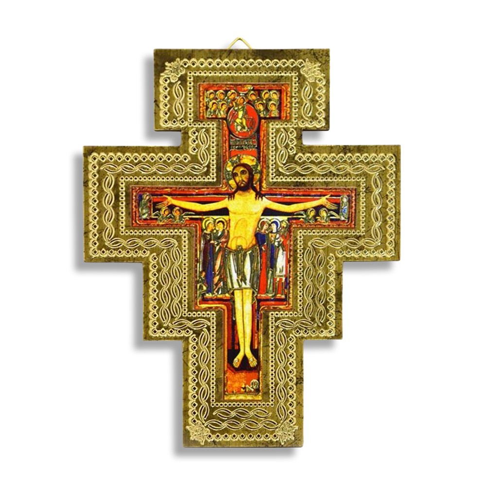 Saint Damian cross in wood 14 cm: online sale | Myriam