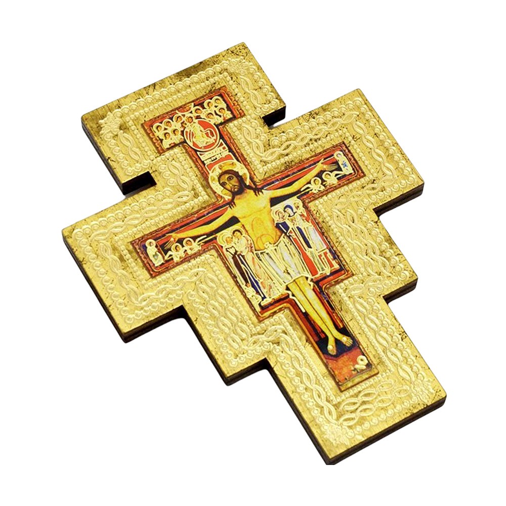 Saint Damian cross in wood 14 cm: online sale | Myriam