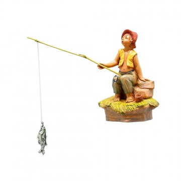 Statue Child Fishing Fontanini