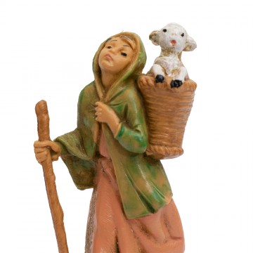 Shepherdess with Cane and Lamb