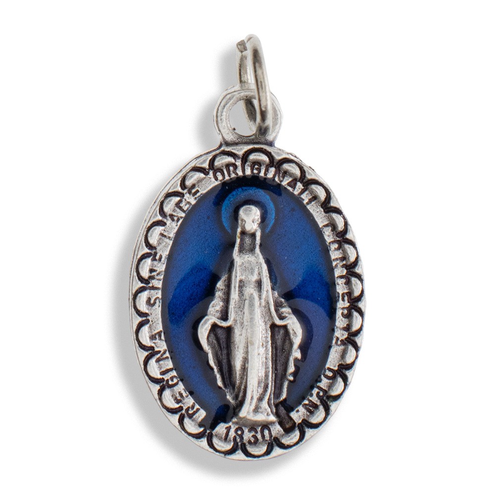 Miraculous Medal Metal And Blue Enamel Online Sale