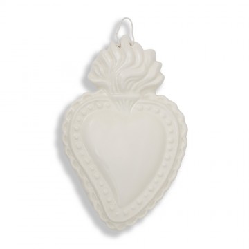 Ex Voto Heart in White Ceramic
