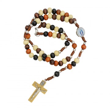 Rosary in Wood with Colored...
