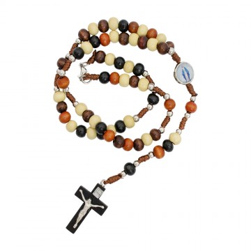 Rosary in Wood with Colored...
