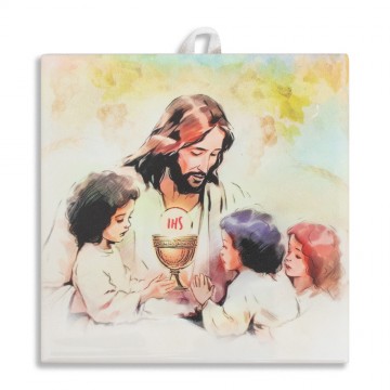 Jesus with Children Tile