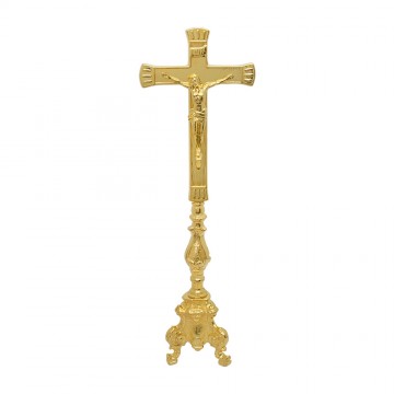 Brass Cross on a Rococo Base