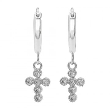 Ring Earrings with Cross...