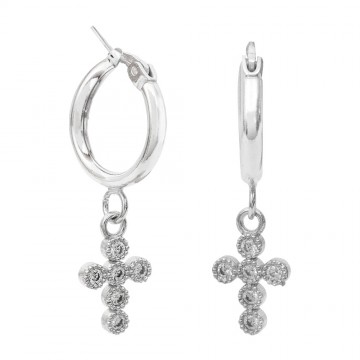 Ring Earrings with Cross...