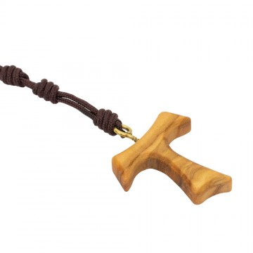 Brown Cord Rosary with Tau