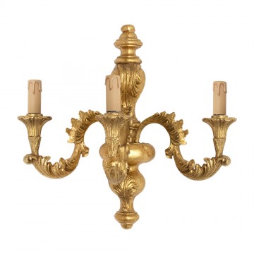 Three-Arm Wooden Wall Sconce