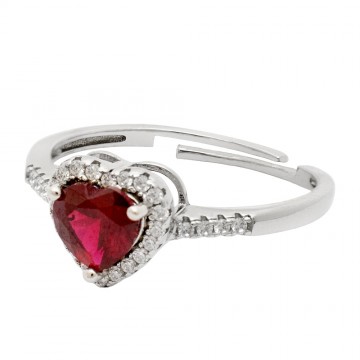 AMEN Ruby Heart Zircon Ring