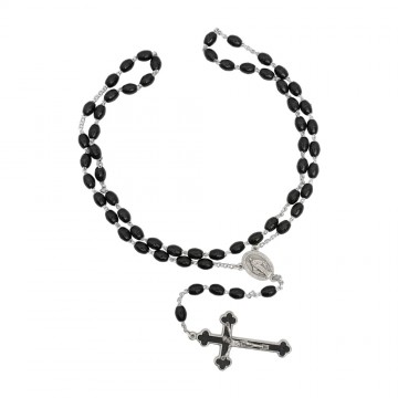 Rosary with Black Beads and...