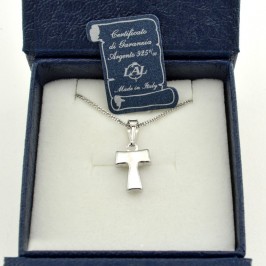 Silver Necklace with Tau Cross