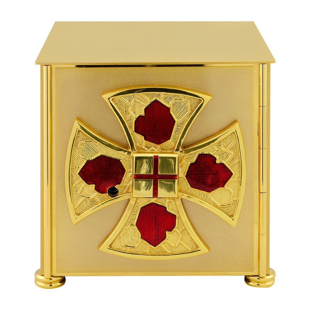 Tabernacle in brass with enamels